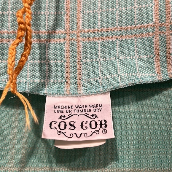 Cos Cob Vintage 1970s plaid SEAFOAM green vest & pant set women’s large - Picture 3 of 9
